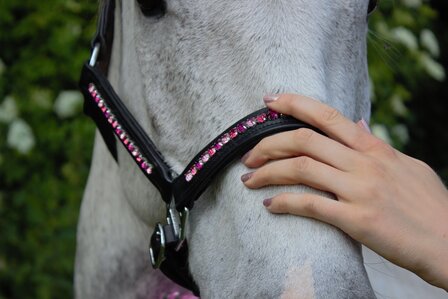 leren halster bling special pink 