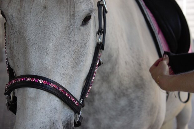 leren halster bling special pink 